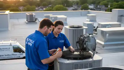 HVAC technician performing AC repair service in Silver Spring MD home