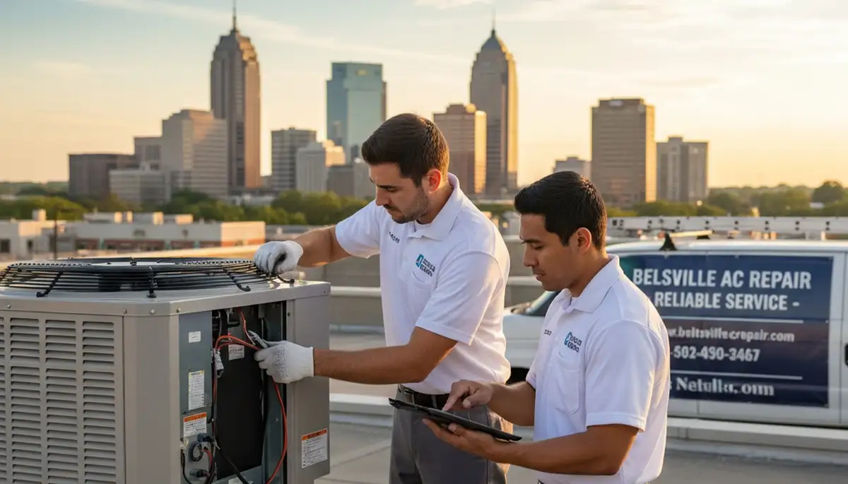AC technician repairing residential air conditioner unit in Silver Spring MD home