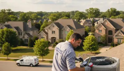 Professional AC repair technician servicing air conditioner in Silver Spring, MD