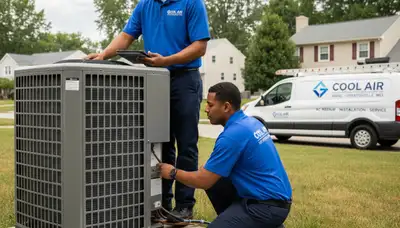 HVAC technician performing AC repair service in Silver Spring MD home