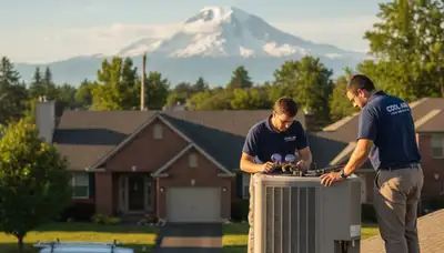 Professional AC repair technician servicing air conditioner in Silver Spring, MD
