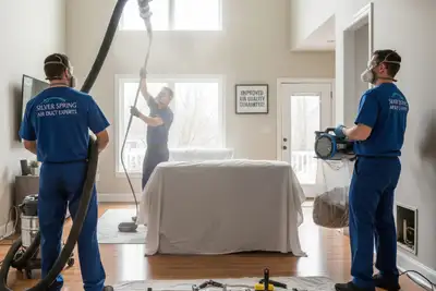 Technicians performing professional air duct cleaning at a Silver Spring MD home to improve HVAC efficiency