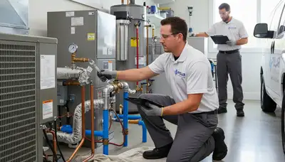 Plumber fixing leaking pipe in Silver Spring MD home | Five Star Cooling plumbing repair service